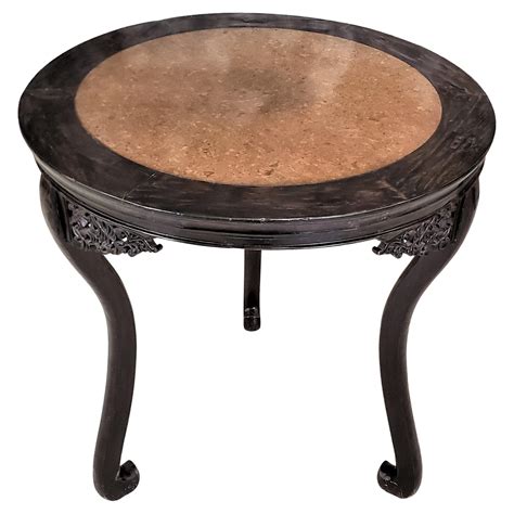 Round Chinese Carved Rosewood Tea Table With Nesting Stools At 1stdibs