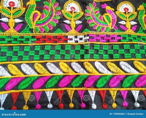 A Colorful Rajasthani Traditional Textile Embroidery Stock Photo