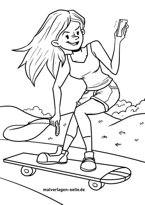 Malvorlage Skateboard Fahren Freizeit Sport Malvorlagen Für Kinder
