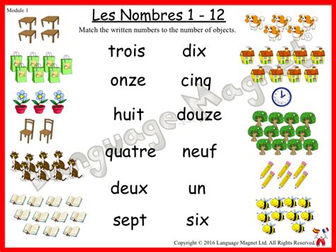 French Numbers 1 12 Worksheet