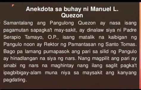 Halimbawa Ng Isang Liham Batay Sa Anekdota Ni Manuel L Quezon