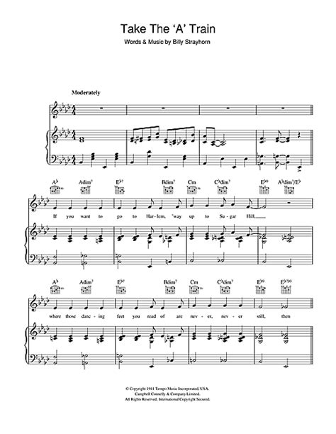 Take The A Train Sheet Music By Duke Ellington Piano Vocal And Guitar
