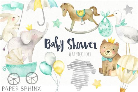 Baby Shower Clipart Gender Neutral Baby Graphics Elefante Etsy