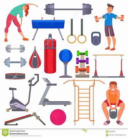 Gym Equipment Palestra Icons Exercise Flat Della