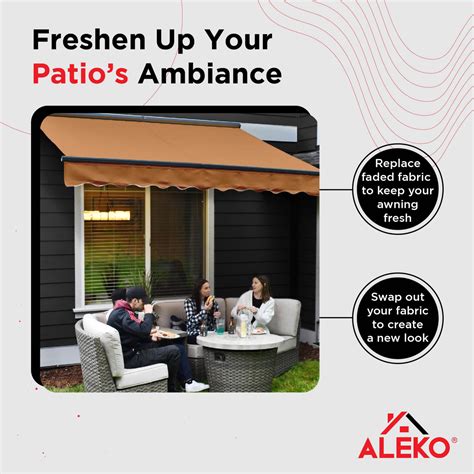 Retractable Awning Fabric Replacement 13x10 Feet Sand Aleko