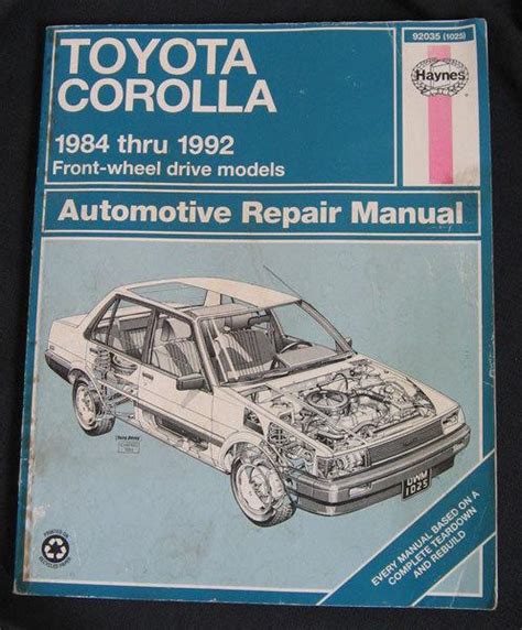 Purchase Toyota Corolla 1984 1992 Repair Manual By Haynes In Mansfield