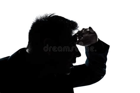Silhouette Man Portrait Looking Forward Gesture Stock Image Image Of
