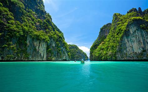 thailand tropical islands summer trips boat sea rocks hd wallpaper peakpx