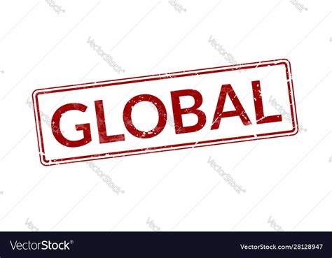 Red Stamp With Word Global Rubber Seal With Vector Image