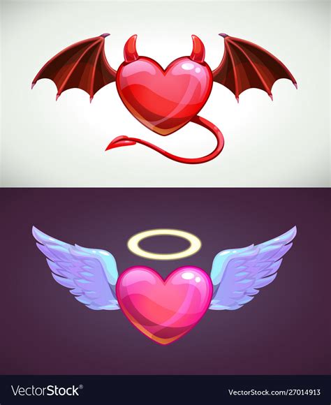 Angel And Devil Hearts Love Concept Icons Vector Image