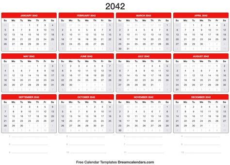 2042 Calendar