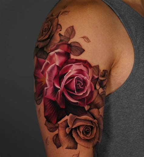Rose Half Sleeve Tattoo Designs Photos
