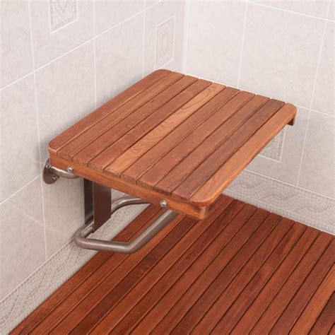 36 Ada Compliant Shower Seat Teak Wood Folding Bench Wall Mounted