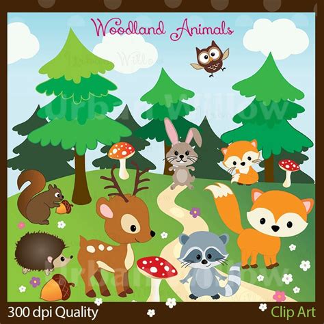 Woodland Animals Cli Art Animal Vectors Cute Deer Clip Art