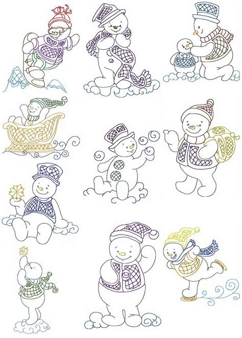 Cool Snowmen Collection Machine Embroidery Designs By