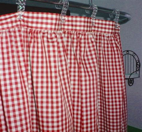 Our budget range of gingham checked kitchen curtains and accessories.,in green and white. Red Gingham Check Shower Curtain