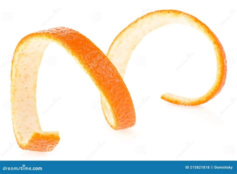 Spiral Form Of Orange Skin Isolated On White Background Orange Peel