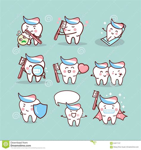 Cute Cartoon Tooth Brush Concept Stock Vector