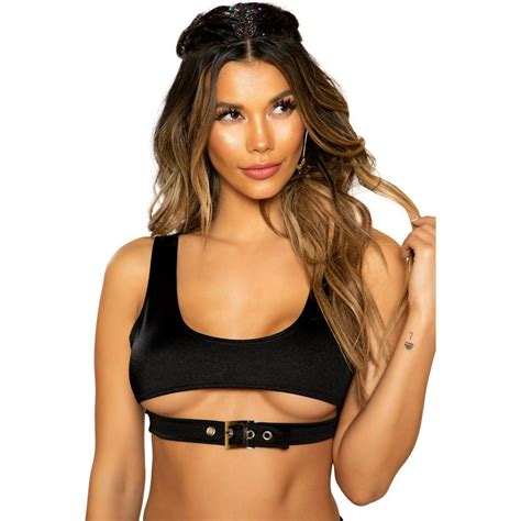 crop top with underboob detail and buckle closure