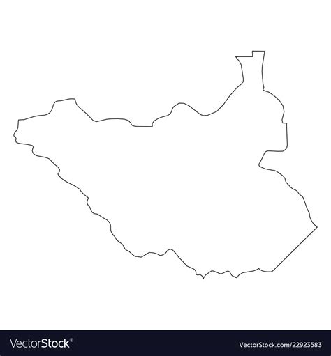 South Sudan Solid Black Outline Border Map Of Vector Image