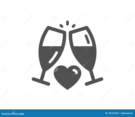 Love Champagne Icon Wedding Glasses Sign Vector Stock Vector Illustration Of Sign Love