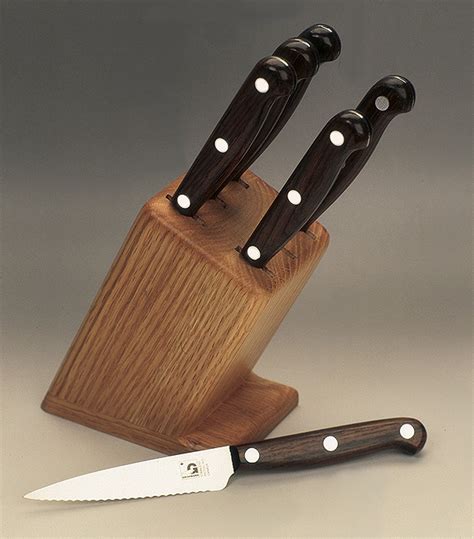 Kitchen Knives Full Tang Set In Oak Block Rosewood