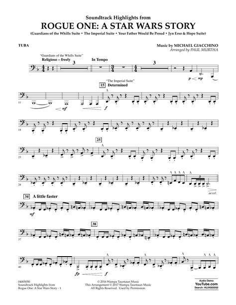 World's largest sheet music selection. Rogue One: A Star Wars Story - Tuba Sheet Music | Paul ...