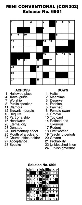 Mini Conventional Crossword 10x10