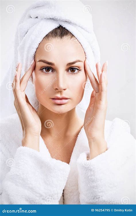 Young Sensual Woman With Bath Towel On Head Stock Image Image Of