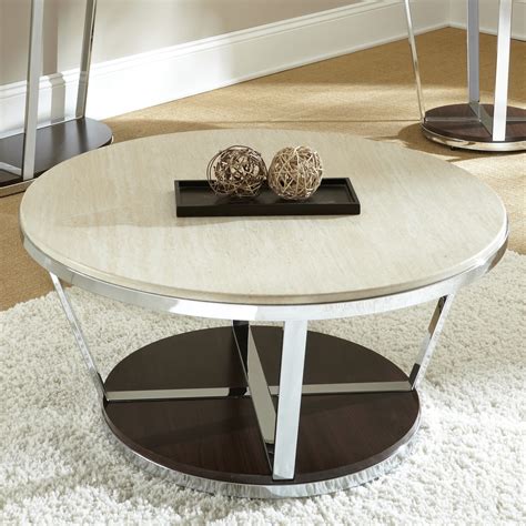 These round marble coffee table are offered in various shapes and sizes ranging from trendy to classic ones. Steve Silver Bosco Round Faux Marble Coffee Table with ...