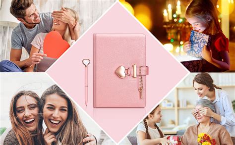 heart shaped lock diary with key heart diamond pen set for girls pu leather cover journal