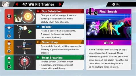 Wii Fit Trainer Super Smash Bros Ultimate Unlock Stats Moves