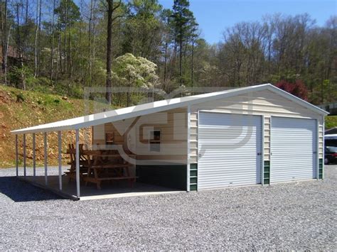 Metal Garage With Lean To Vertical Roof 18w X 26l X 9h