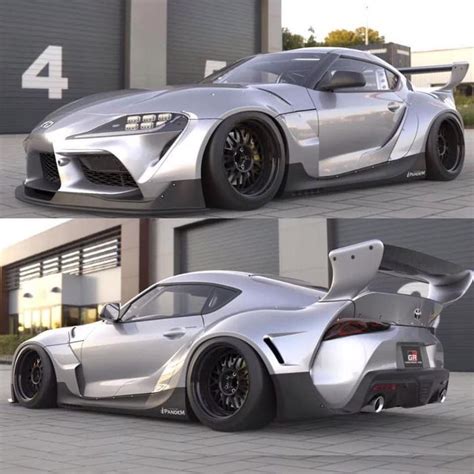 Two Different Views Of A Silver Sports Car