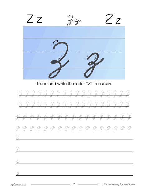 How To Write Cursive Z Worksheet And Tutorial My Cursive