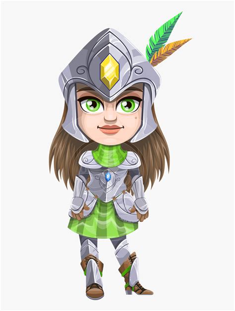 Female Knight With Helmet Cartoon Vector Character Cartoon Girl