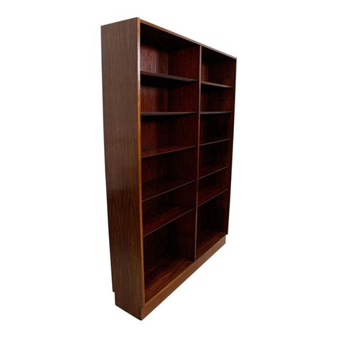 Danish Modern Double Bookcase With Adjustable Shelves In Rosewood