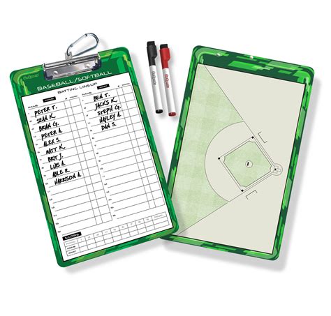Gosports Coaches Baseball Board 2 Sided Dry Erase W Batting Lineup And