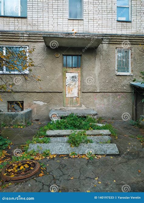 Slum Poor Wooden Door In Backstreet Yard Of Ghetto Stock Image Image