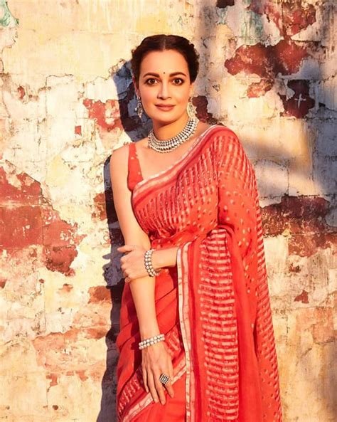 dia mirza dazzles in red saree as she looks ethereal during bheed promotions l photos