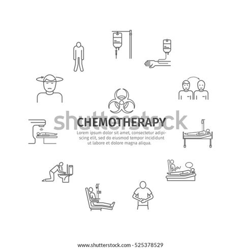 Chemotherapy Line Icons Set Medicine Infographics Stock Vector Royalty