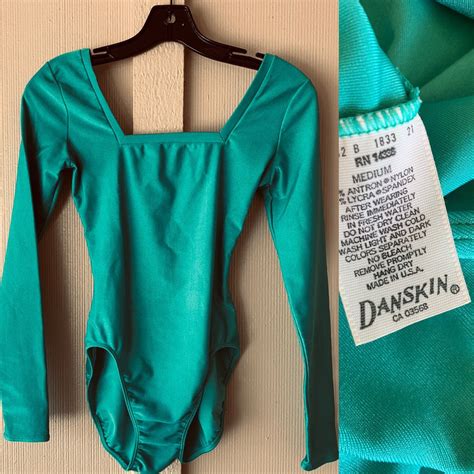 1970 S Vintage Danskin Leotard Body Suit Shimmering Turquoise Green