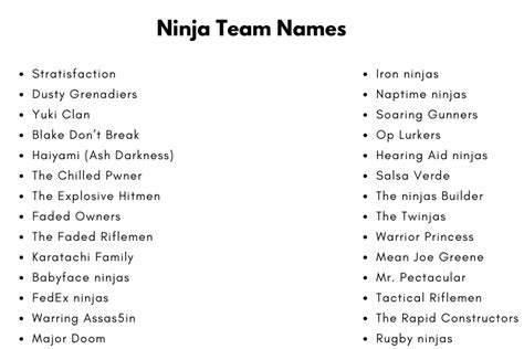 210 Cool And Catchy Ninja Team Names