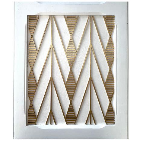 Art Deco Wood Panel Wooden Inlay Panel In Art Deco Geometric Design