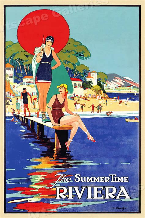 The Summer Time Riviera Classic Vintage Style Travel Poster