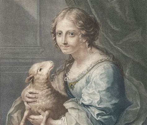 Phyllis Holding A Lamb 18th Century Stipple Engraving Sintzenich
