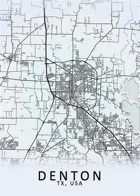 Denton Tx Usa City Map Poster By City Map Art Prints Displate