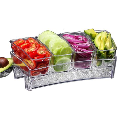 Prodyne Condiments Bar On Ice Tray Clear Chip And Dip Sets Appetizer
