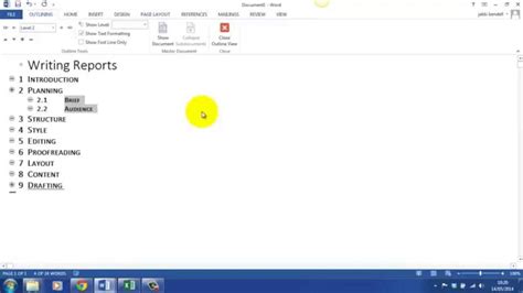 Outline Your Document In Microsoft Word Youtube