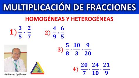 MultiplicaciÓn De Fracciones Homogeneas Y Heterogeneas 4 Ejercicios